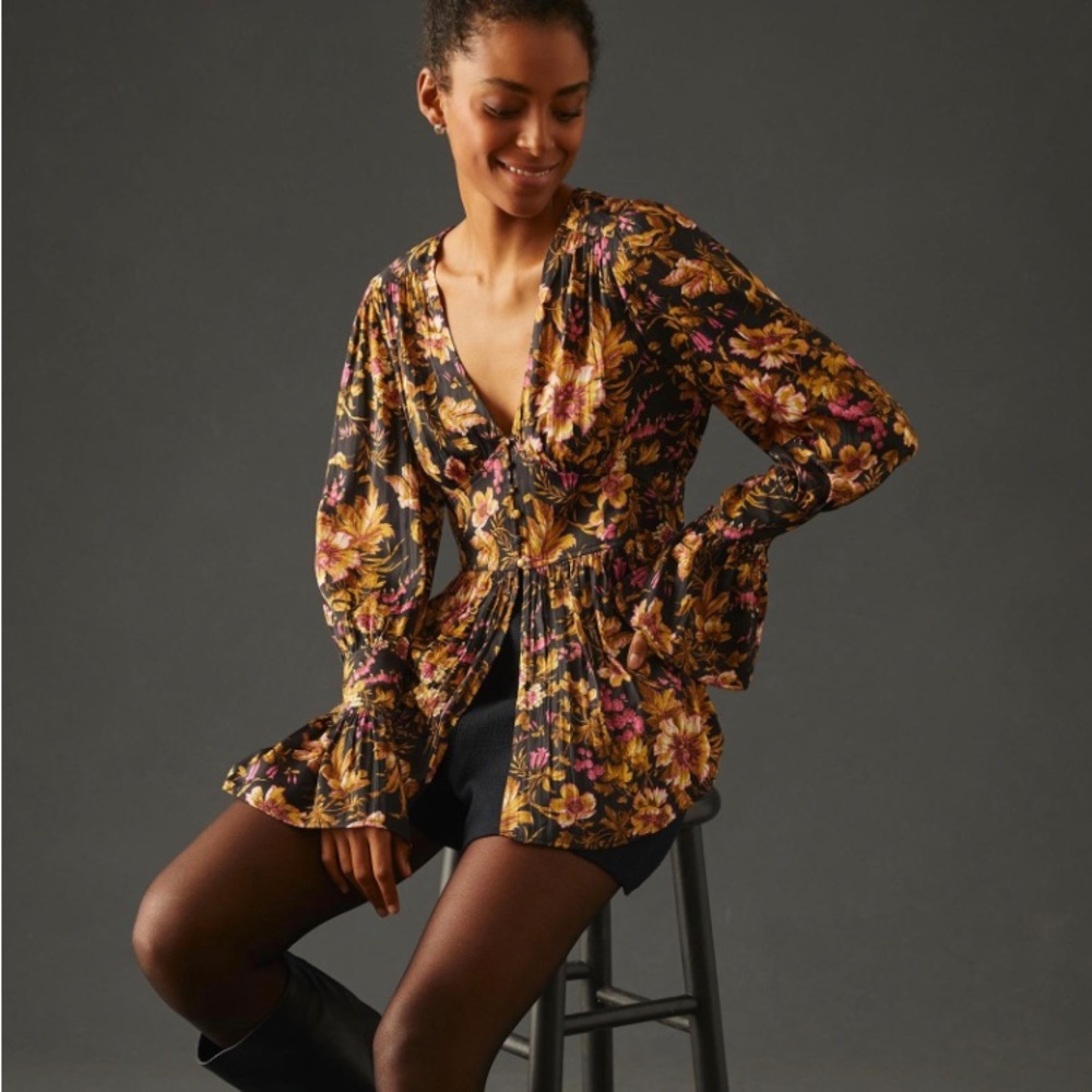 NWT - By Anthropologie Deep-V Tunic | Sz S